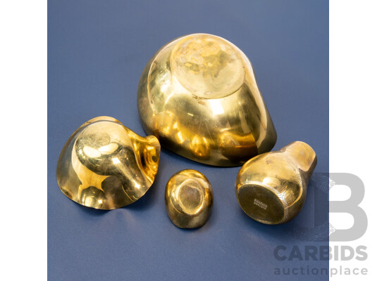 Decorative Polish Brass Bowls and Vase by Dinosaur Designs