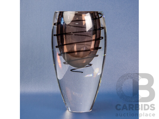 Retro Heavy Glass Vase with Spiral Swirl