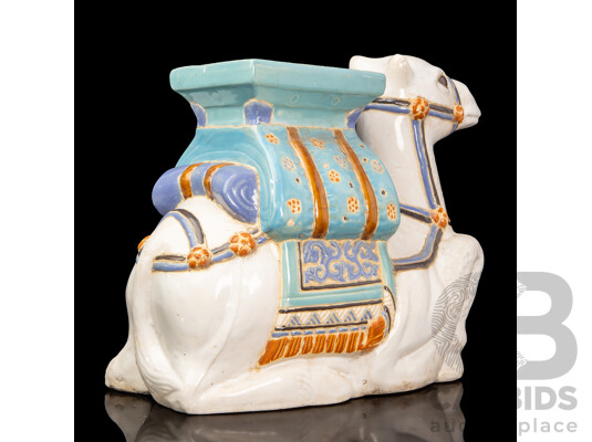 Glazed Chalkware Camel Form Plant Stand