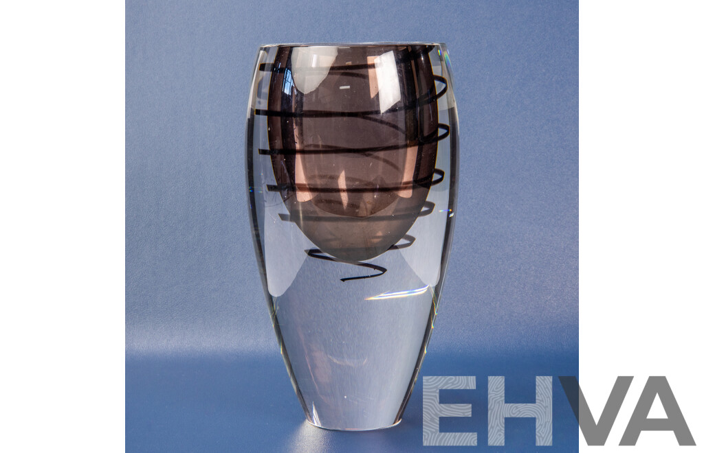 Retro Heavy Glass Vase with Spiral Swirl