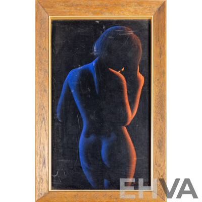 Sirisak, (20th Century, South-East Asian), Back Silhouette (c1970s), Original Vintage Pastels on Velvet Panel, 69H x 43W cm (frame)