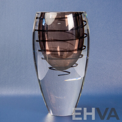 Retro Heavy Glass Vase with Spiral Swirl