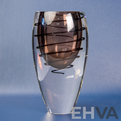 Retro Heavy Glass Vase with Spiral Swirl