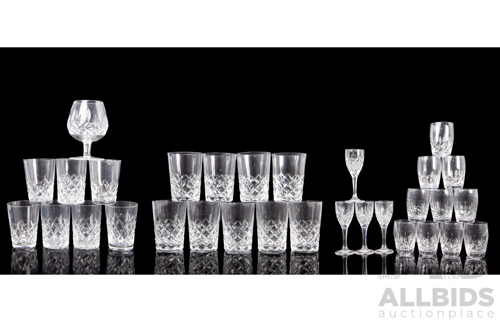 Collection of Cut Crystal Glassware Including Stewart and Waterford and Royal Doulton (26)