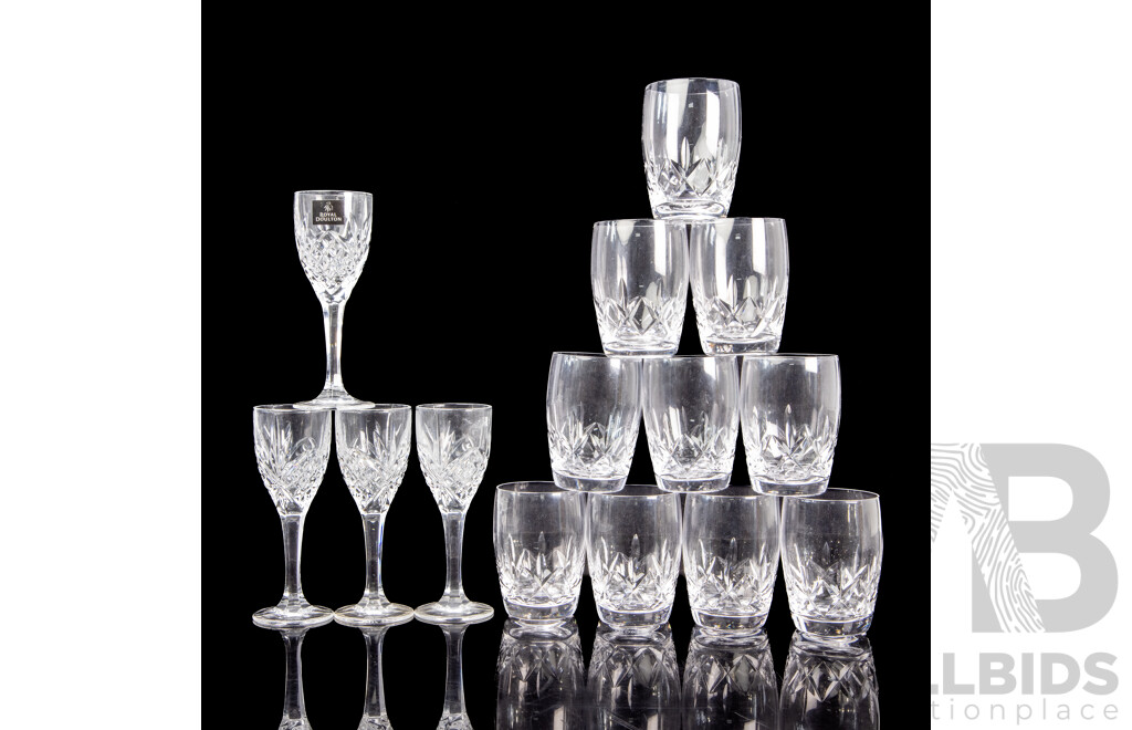 Collection of Cut Crystal Glassware Including Stewart and Waterford and Royal Doulton (26)