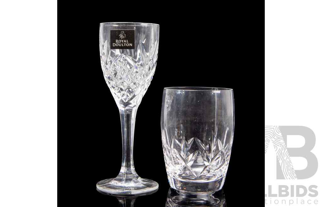 Collection of Cut Crystal Glassware Including Stewart and Waterford and Royal Doulton (26)