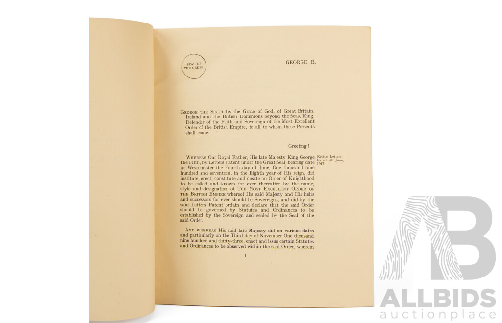Two Vintage Books, Description of the Barossa Range in South Australia by 'Agicola' 1979 and Statues of the Order of the British Empire, 1948