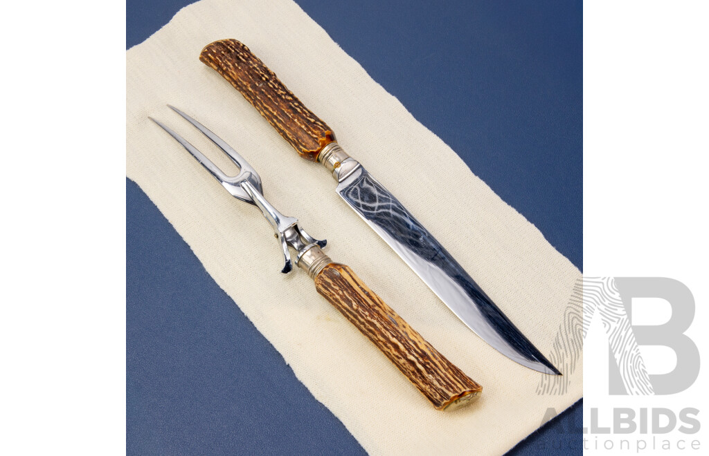 Carving Set by Wingen Solingen Rostfrei Germany