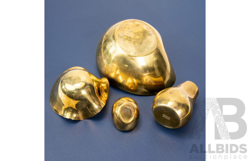 Decorative Polish Brass Bowls and Vase by Dinosaur Designs
