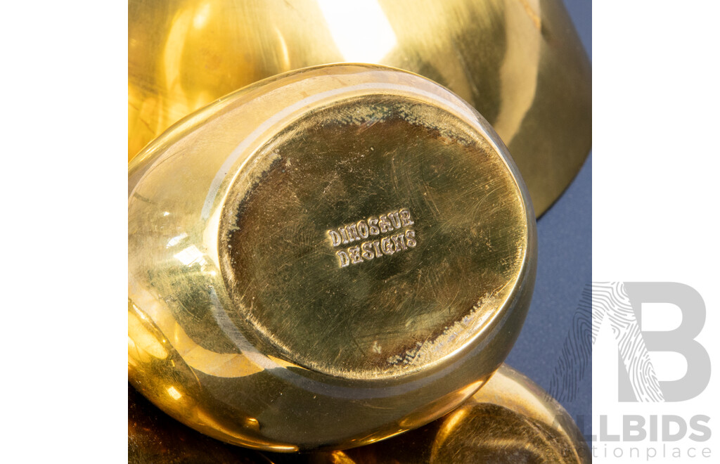 Decorative Polish Brass Bowls and Vase by Dinosaur Designs