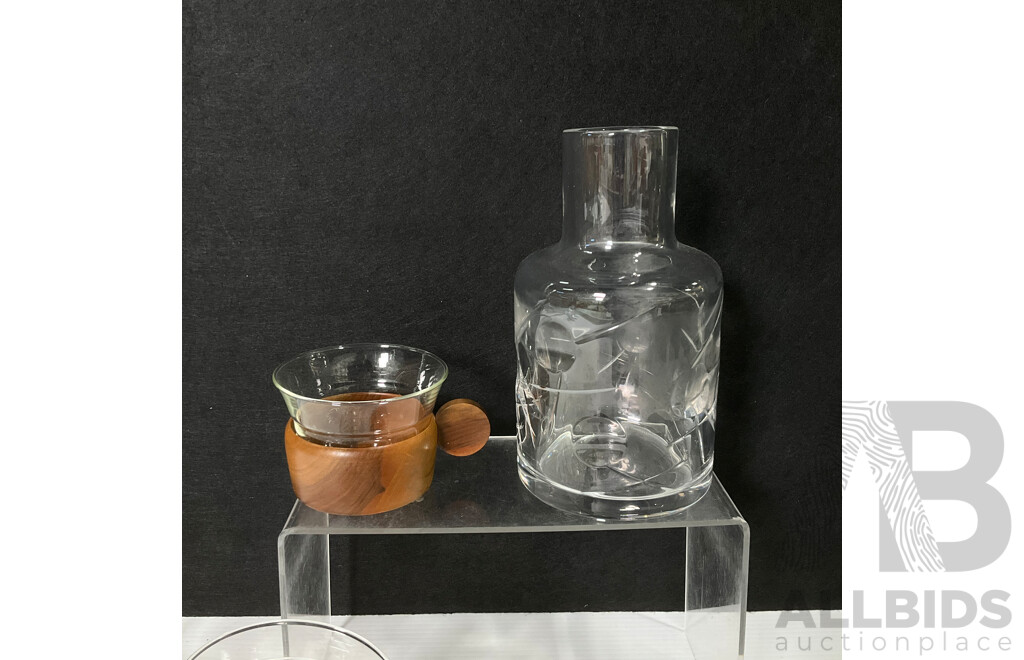 Collection of Tableware Includes Schott & Gen Mainz Jena Tea Cups, and Royal Doulton Vase