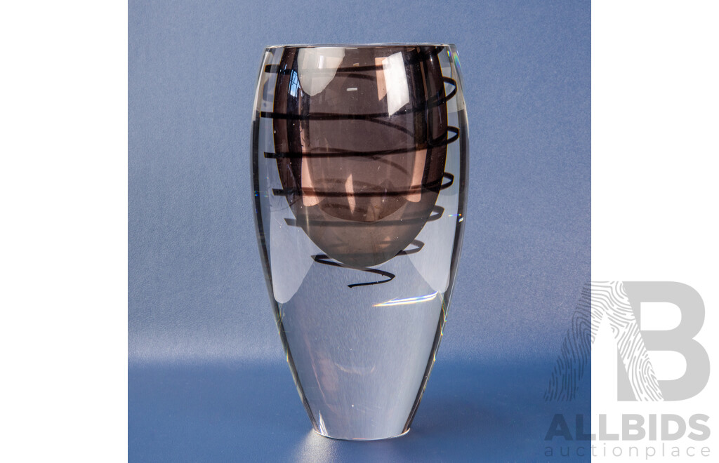 Retro Heavy Glass Vase with Spiral Swirl
