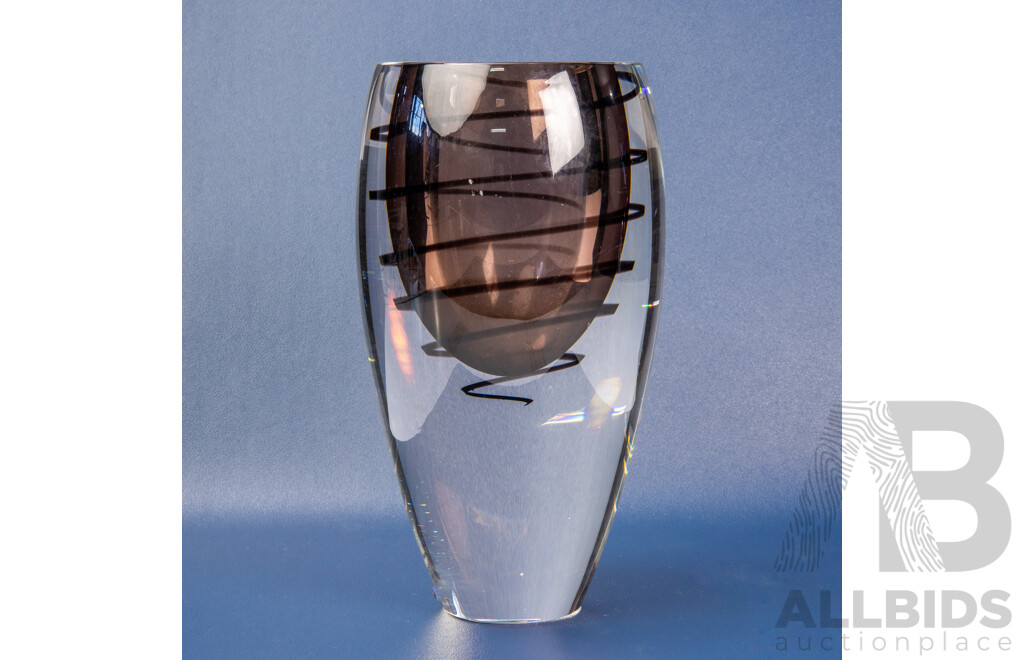 Retro Heavy Glass Vase with Spiral Swirl