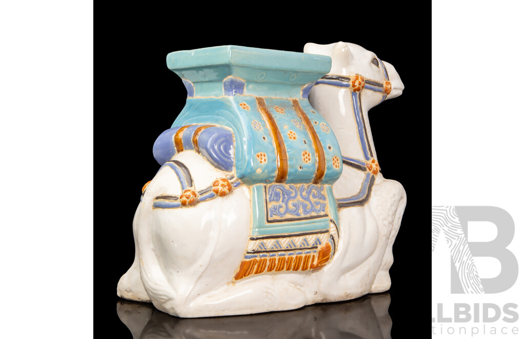 Glazed Chalk-wear Camel Form Plant Stand