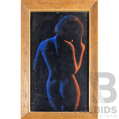 Sirisak, (20th Century, South-East Asian), Back Silhouette (c1970s), Original Vintage Pastels on Velvet Panel, 69H x 43W cm (frame)
