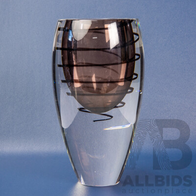 Retro Heavy Glass Vase with Spiral Swirl