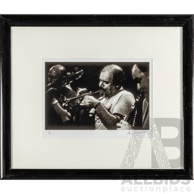 Don Burrows AO MBE (20th Century, Australian, 1928-2020), Portrait of Trumpeter Robert Graeme 'Bob' Barnard (1933-2022), Original Limited Editioned Photograph, 59H x 69W cm (frame)