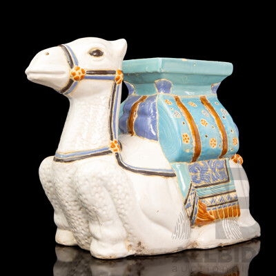 Glazed Chalk-wear Camel Form Plant Stand
