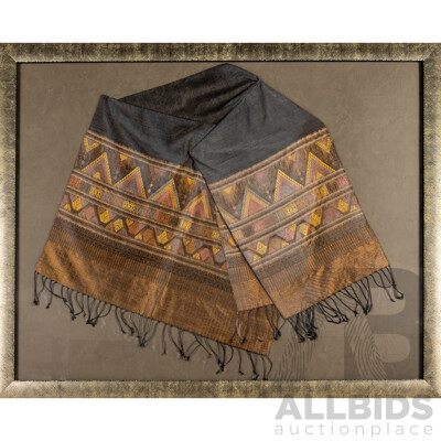 Artist Unknown (20th Century, Laos), Traditional Shawl, Hand Woven Silk with All Natural Dyes, 91H x 111W cm (frame)
