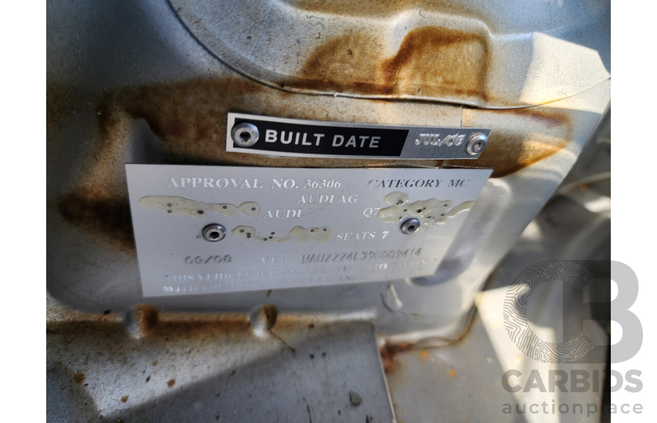 9/2008 Audi Q7 3.0 TDI Quattro MY08 UPGRADE 4d Wagon Silver 3.0L