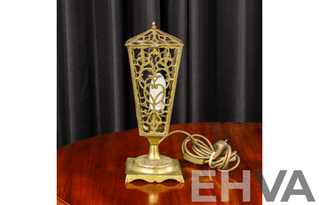 Vintage Pierced Brass Table Lamp