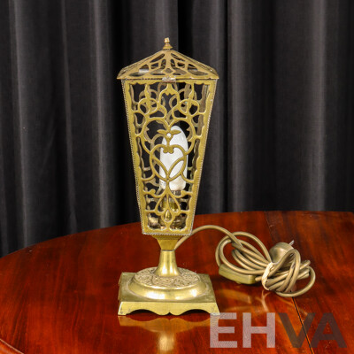 Vintage Pierced Brass Table Lamp