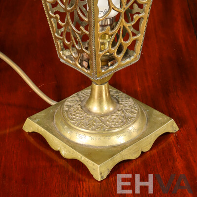 Vintage Pierced Brass Table Lamp