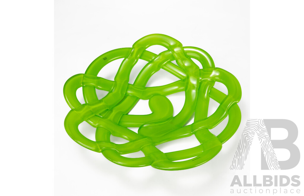 Contemporary Kosta Boda Hand Crafted Basket Green Dish by Anna Ehrner