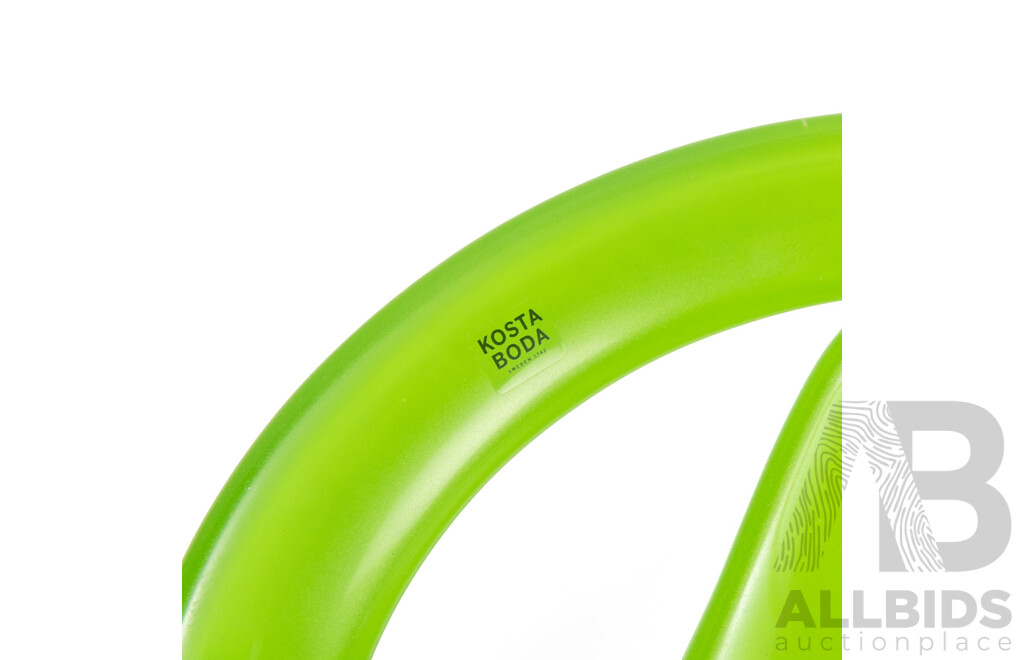 Contemporary Kosta Boda Hand Crafted Basket Green Dish by Anna Ehrner