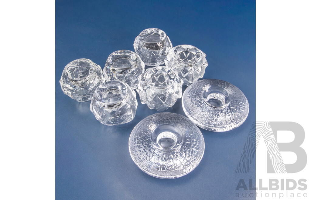 Set of Eight Kosta Boda and Orrefors Hand Crafted Crystal Votive Holders