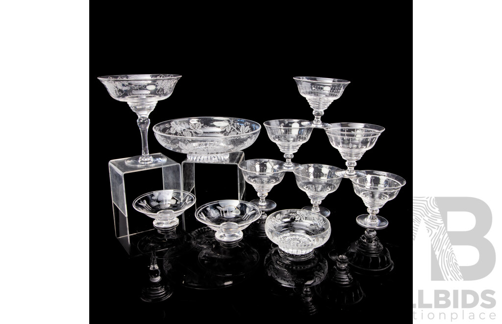 Collection of 11 Various Stewart Crystal Bowls