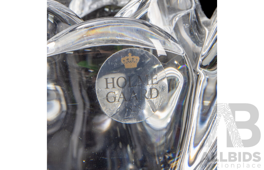 Set of Eight Holmgaard and Royal Copenhagen 'Lotus' Hand Crafted Crystal Votive Holders