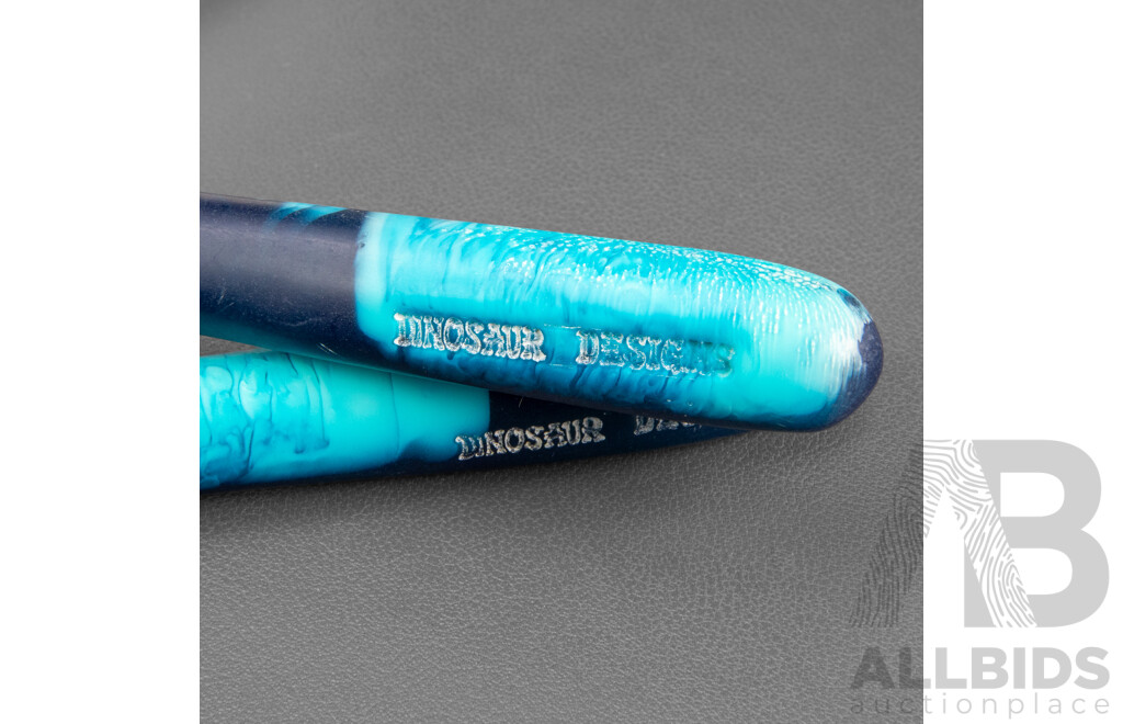 Pair of Long Marbled 'moon' Salad Servers by Dinosaur Designs Together with a Small Rock White Bowl