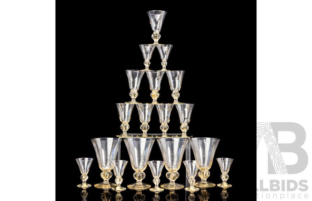 Collection of 20 'Ingridgulli' Stemware by Siegfried Stahl for Skruf