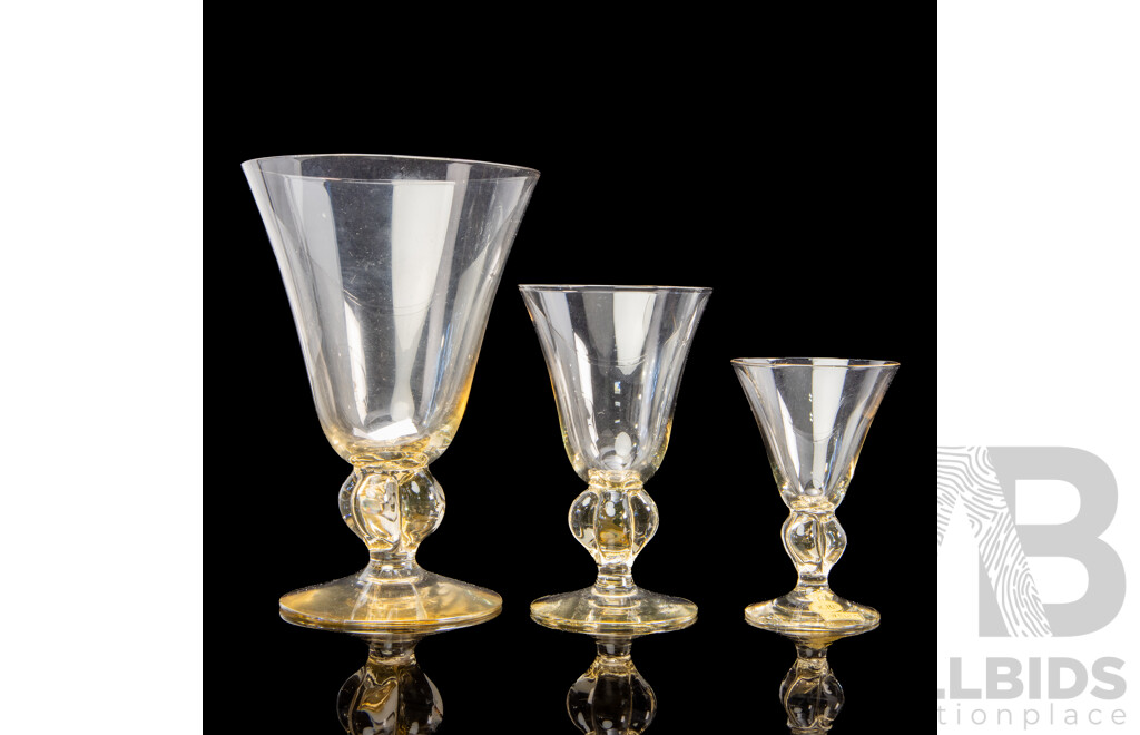 Collection of 20 'Ingridgulli' Stemware by Siegfried Stahl for Skruf