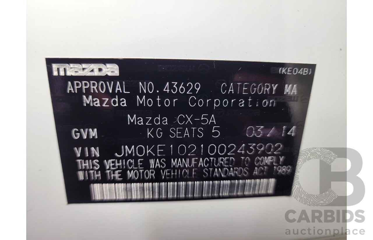 3/2014 Mazda Cx-5 Akera (4x4) MY13 UPGRADE 4d Wagon White 2.2L