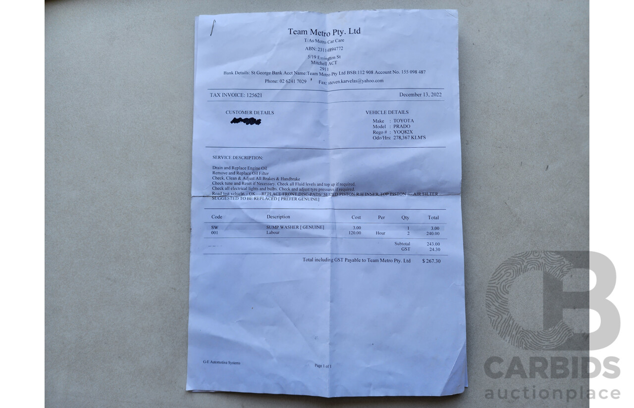 10/2004 Toyota Landcruiser Prado Grande (4x4) GRJ120R 4d Wagon Silver 4.0L