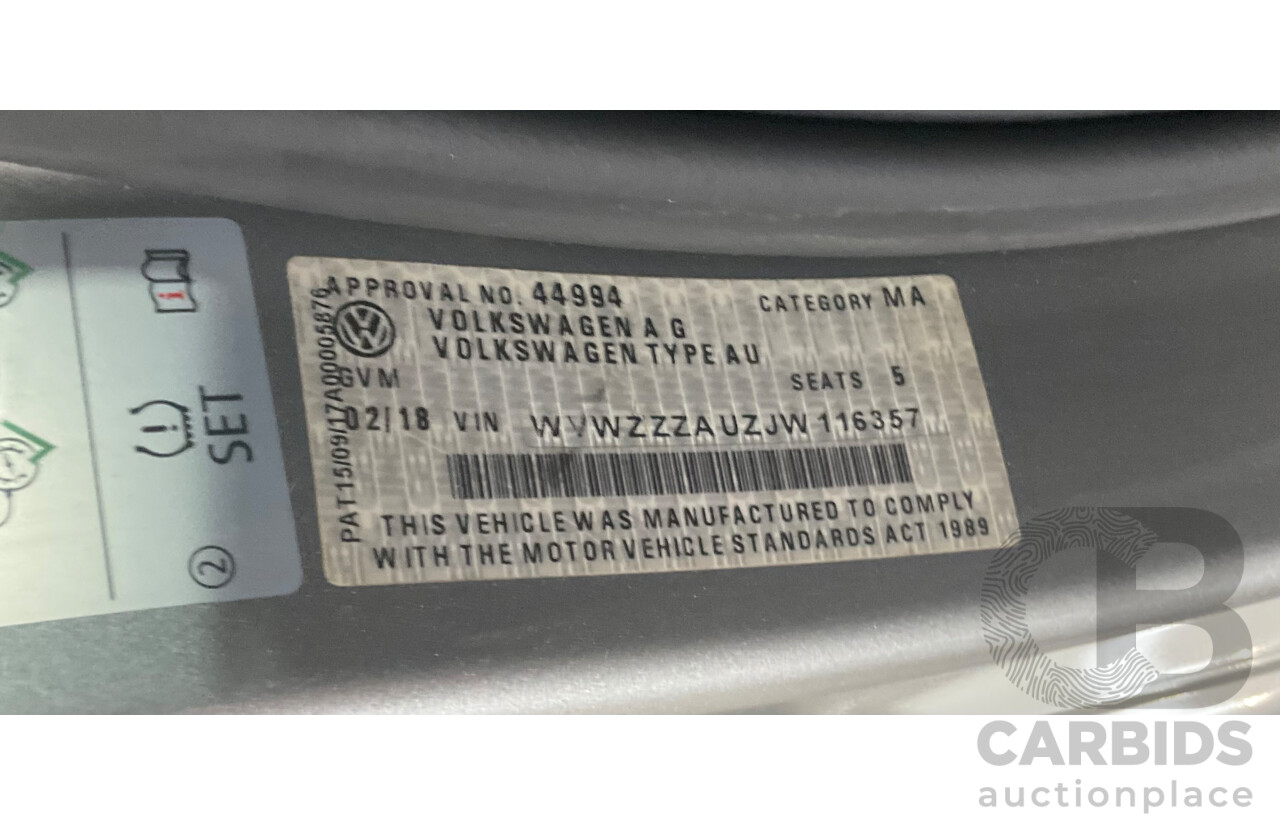 02/2018 Volkswagen Golf 110 TSI Comfortline (FWD) AU MY18 5d Hatchback Tungsten Silver Metallic Turbo 1.4L