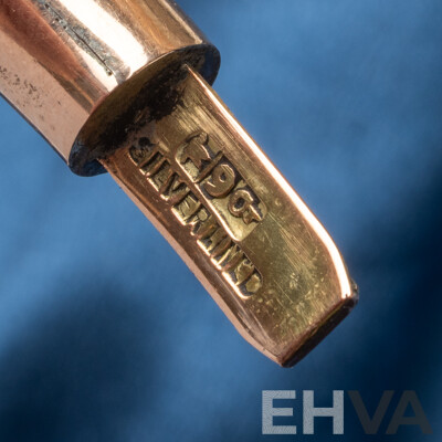 L114 - Vintage 9ct Rose Gold Lined Silver Hinged Golf Bangle - 27.28gms