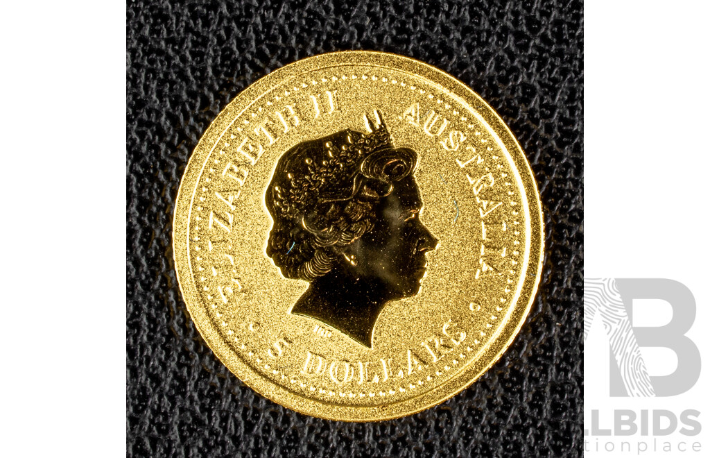 Australian Perth Mint 2002 Gold Five Dollar Coin, Australian Nugget .999