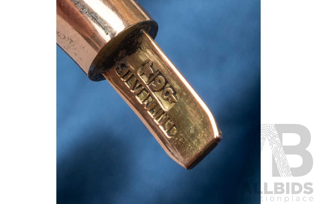 Vintage 9ct Rose Gold Lined Silver Hinged Golf Bangle - 27.28gms