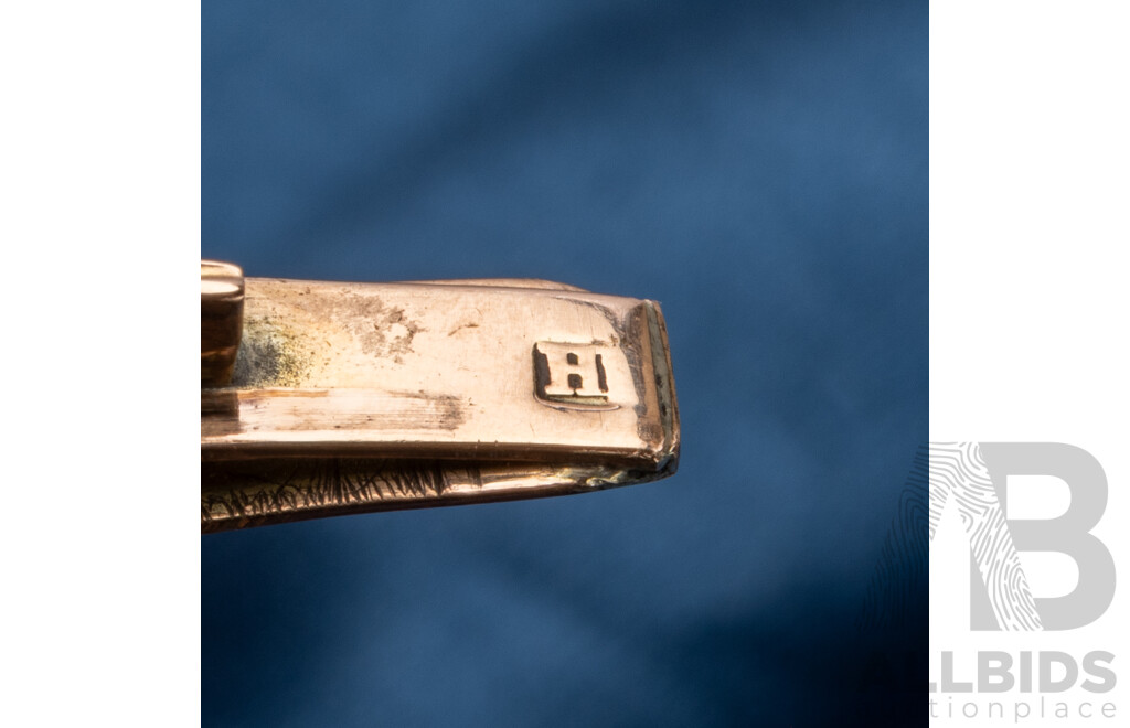 Vintage 9ct Rose Gold Lined Silver Hinged Golf Bangle - 27.28gms