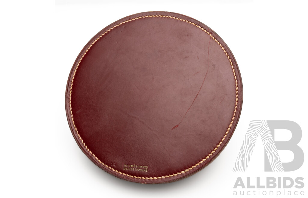 Vintage Bronze and Leather Hermes Ashtray - Mid Century