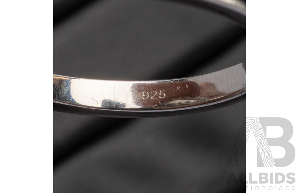 925 Sterling Silver, White & Pink Cubic Zirconia Ring - by Diamonesque