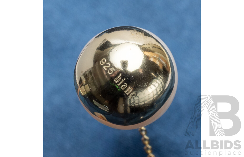 925 Sterling Silver Gold Plated Drop Pearl Earrings Pair - by Bianc