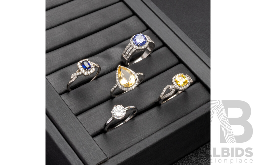 Collection of 925 Sterling Silver Rings - Lot of 5