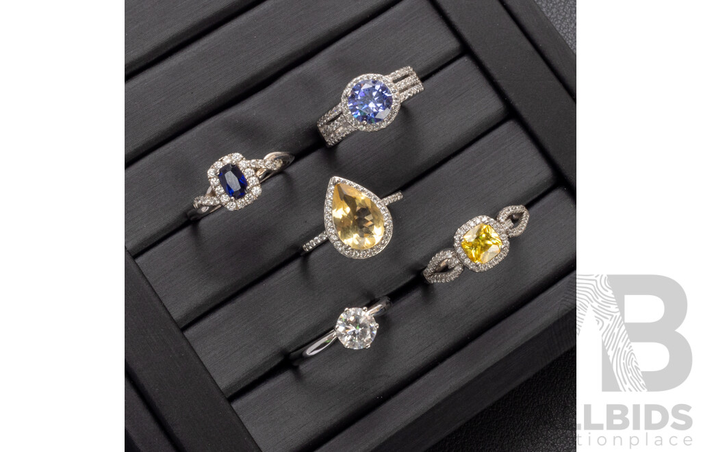 Collection of 925 Sterling Silver Rings - Lot of 5