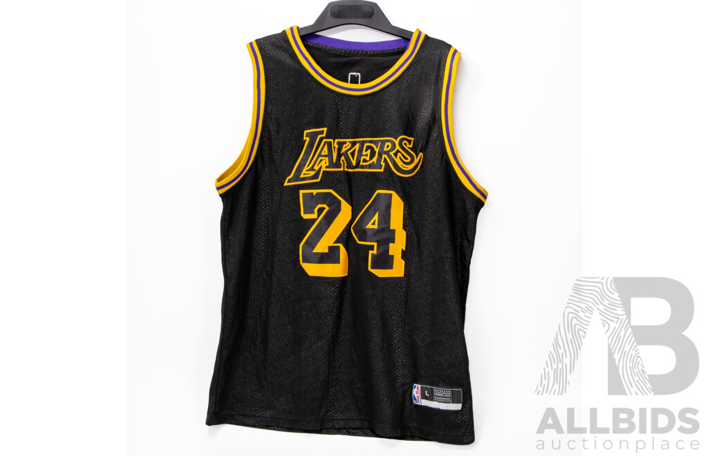 Collection of Five Las Angles Lakers Basket Ball Jerseys and a Pair of Shorts