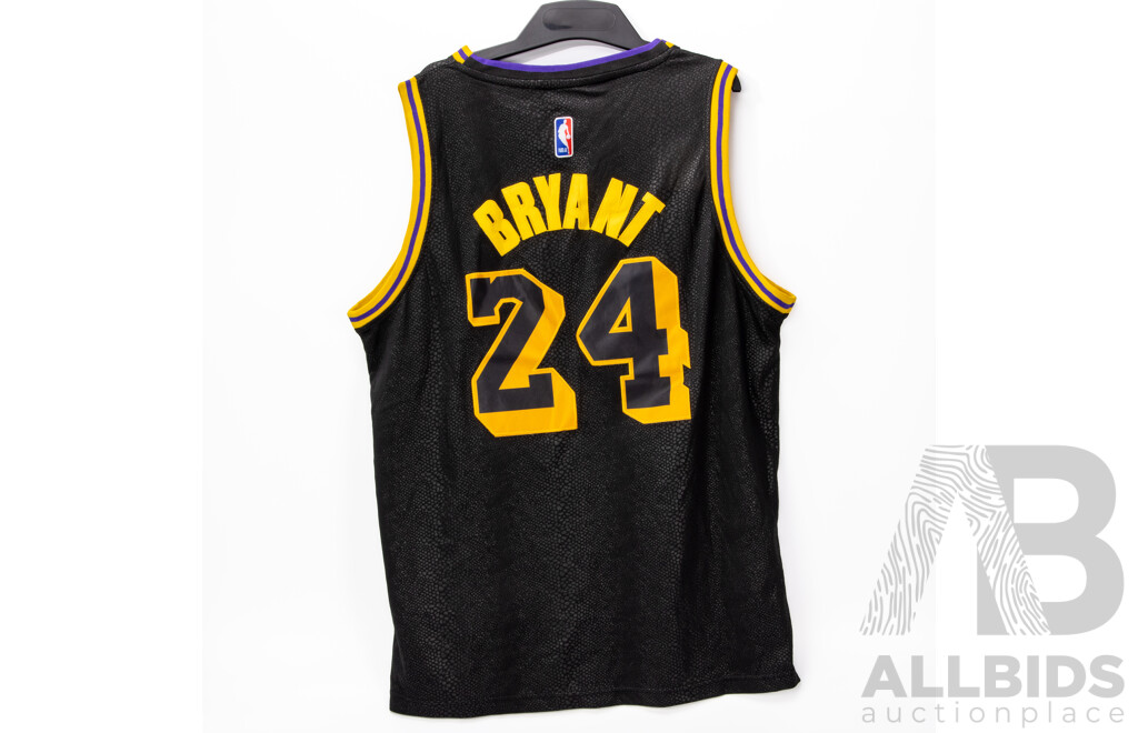 Collection of Five Las Angles Lakers Basket Ball Jerseys and a Pair of Shorts