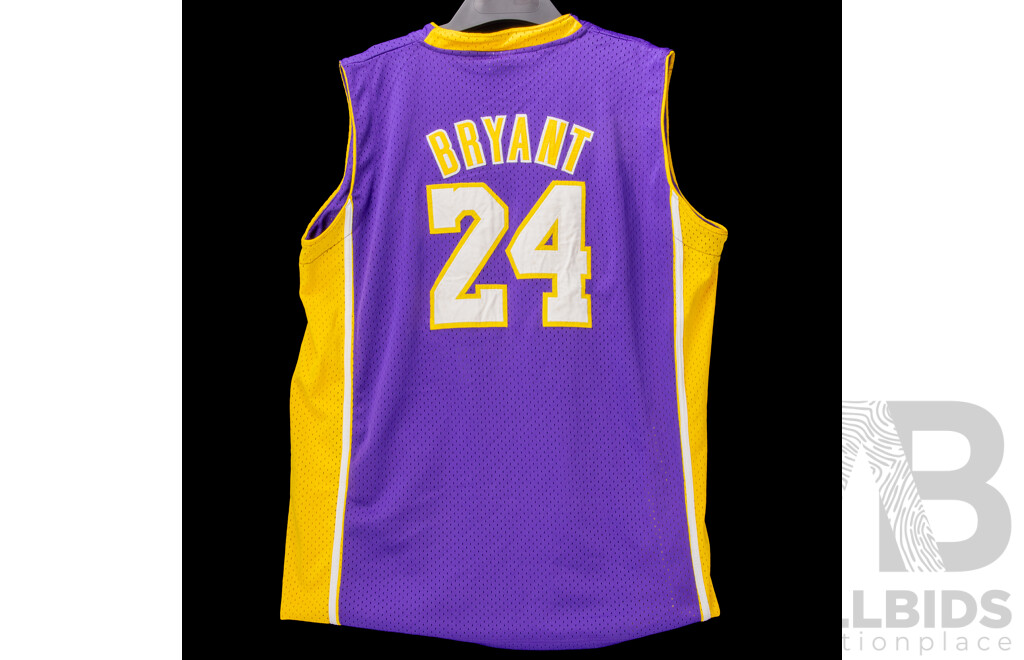 Collection of Five Las Angles Lakers Basket Ball Jerseys and a Pair of Shorts